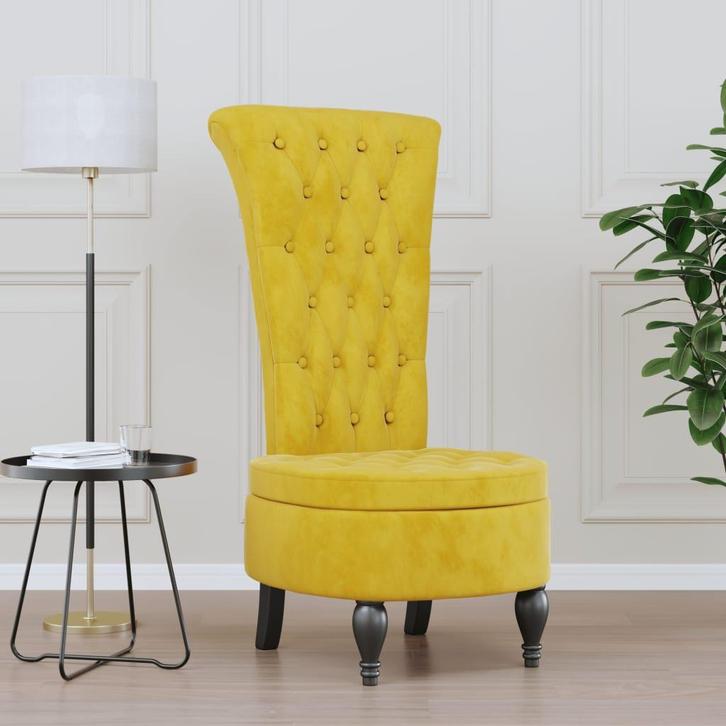 vidaXL Stoel hoge rugleuning met knopen fluweel geel, Huis en Inrichting, Fauteuils, Nieuw, Verzenden