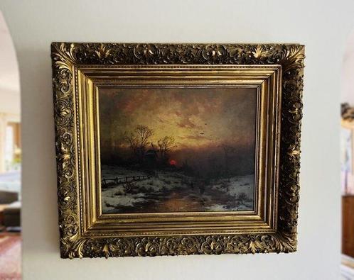 Heinrich Gogarten (deutsch, 1850 - 1911 - Winterlandschaft, Antiek en Kunst, Kunst | Schilderijen | Klassiek