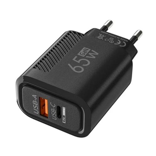 2-Poort GaN Snellader 65W - PD / Quick Charge 3.0 / USB, Télécoms, Téléphonie mobile | Batteries, Envoi
