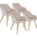 tectake Eetkamerstoel Marilyn fluweellook, gouden poten - ta, Huis en Inrichting, Stoelen, Verzenden, Nieuw