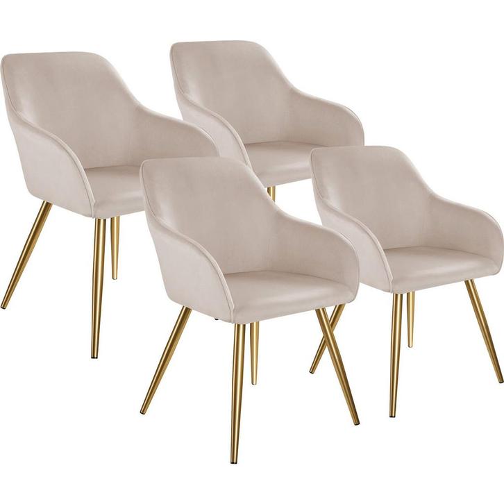 tectake Eetkamerstoel Marilyn fluweellook, gouden poten - ta, Huis en Inrichting, Stoelen, Verzenden