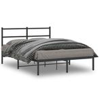 vidaXL Bedframe met hoofdbord metaal zwart 140x200 cm, Huis en Inrichting, Slaapkamer | Bedden, Verzenden, Nieuw