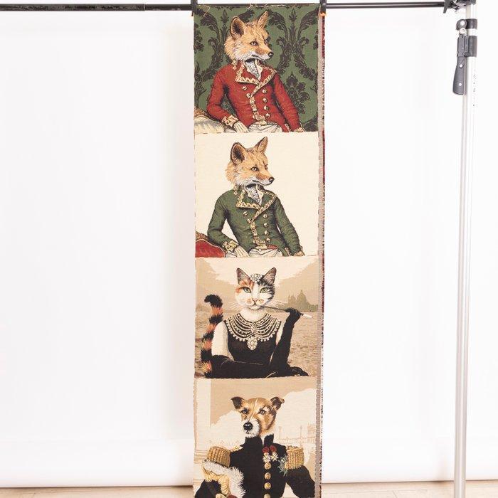 4 Portretten van Victoriaanse Dieren - Decoratief Wandkleed, Antiek en Kunst, Antiek | Tapijten, Tafelkleden en Textiel