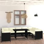 vidaXL 10-delige Loungeset met kussens poly rattan zwart, Tuin en Terras, Tuinsets en Loungesets, Verzenden, Nieuw, Loungeset