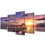 vidaXL Canvas muurdruk set zandstrand met paviljoen 100 x 50, Verzamelen, Posters, Verzenden, Nieuw
