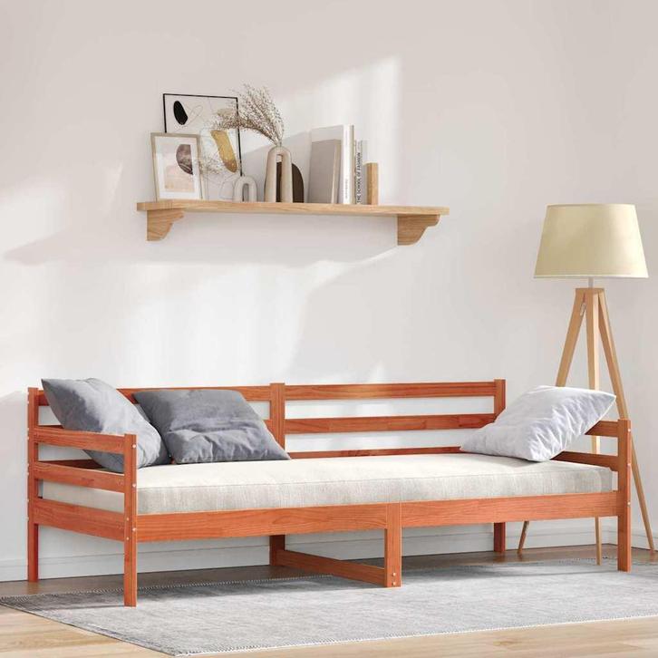 vidaXL Dagbed met hoofdeinde Wasbruin Massief grenenhout, Huis en Inrichting, Slaapkamer | Bedden, Nieuw, Verzenden