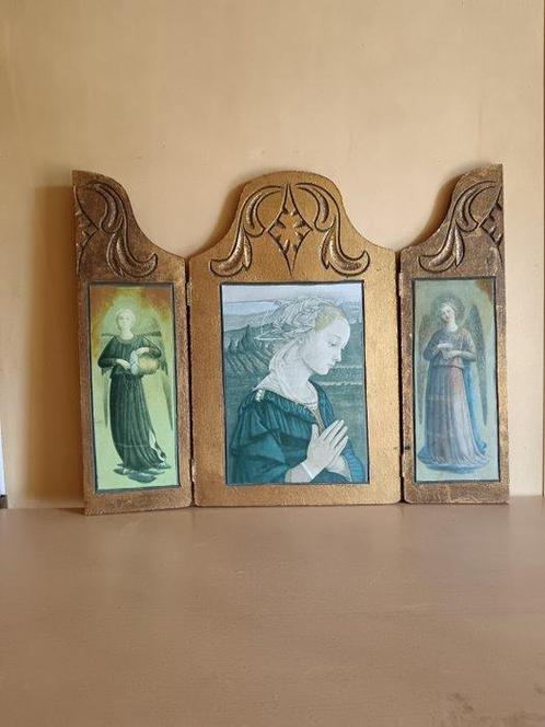 Retable - Bois - 1960-1970 - Triptique religieux - Vierge -, Antiek en Kunst, Antiek | Boeken en Manuscripten