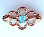 Broche - 19.2 kt. Geel goud Aquamarijn