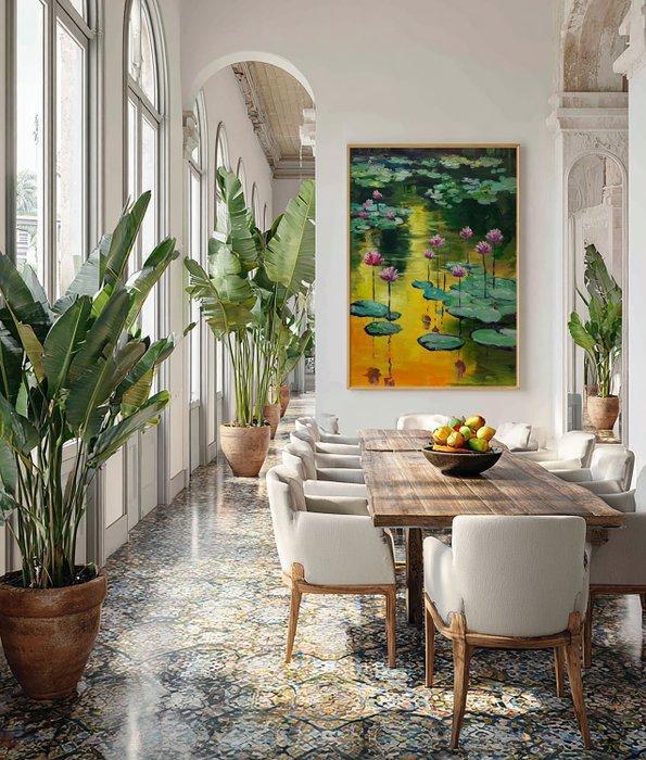 E. García - NENÚFARES EN EL LAGO XL (NO RESERVE), Antiek en Kunst, Kunst | Schilderijen | Modern