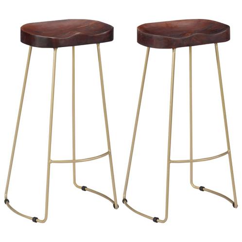 vidaXL Tabourets de bar Gavin lot de 2 bois de manguier, Maison & Meubles, Tabourets de bar, Neuf, Envoi