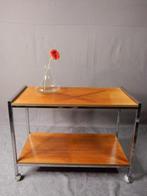 Serveerwagen - Chroom, Metaal, Teak - barwagen, Antiek en Kunst