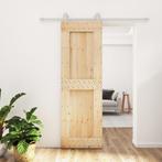 vidaXL Schuifdeur met beslag 70x210 cm massief grenenhout, Doe-het-zelf en Bouw, Deuren en Vliegenramen, Verzenden, Nieuw