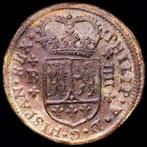 Spanje. Felipe V. 4 Maravedís Acuñada en Barcelona, 1720.