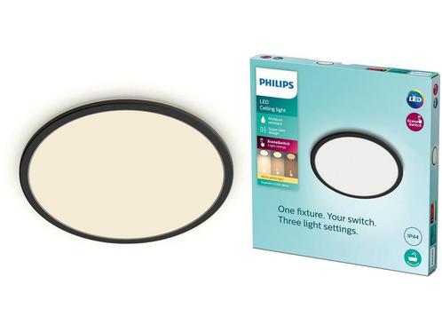 Philips SuperSlim badkamer plafondlamp - zwart - rond - 18 W, Huis en Inrichting, Woonaccessoires | Overige, Zo goed als nieuw