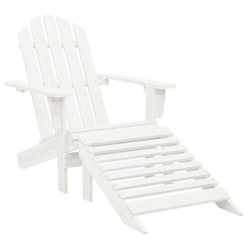 Tuinstoel Hout Wit + Hocker | Retour Deal | -55%, Tuin en Terras, Tuinstoelen, Nieuw, Hout, Verzenden