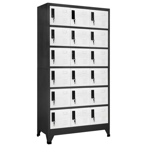 vidaXL Lockerkast 90x40x180 cm staal antracietkleurig en wit, Huis en Inrichting, Kasten | Overige, Nieuw, Verzenden
