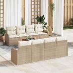 vidaXL Tuinbank Set 9 pcs Beige en wit, Tuin en Terras, Verzenden, Nieuw