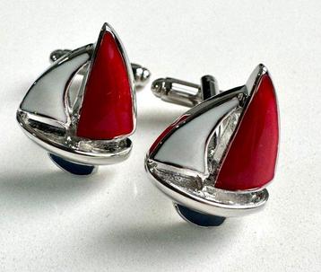 Magnifiques boutons de manchette en argent 925 laqué rouge