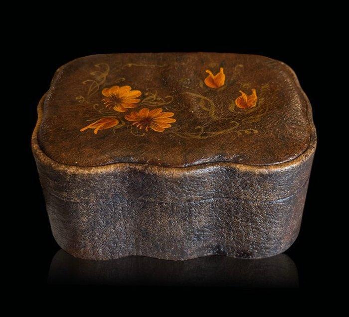 Sieradendoos - doos - kist - leer, Antiek en Kunst, Curiosa en Brocante