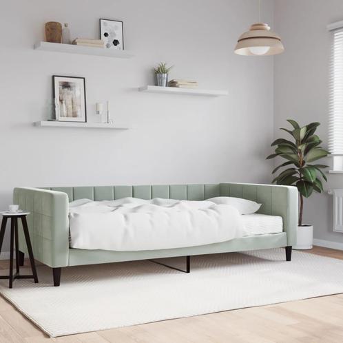 vidaXL Slaapbank met matras 100x200 cm fluweel lichtgrijs, Huis en Inrichting, Slaapkamer | Bedden, Nieuw, Verzenden