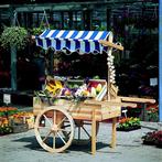 NIEUW - Houten marktwagen + luifel, Tuin en Terras, Bloempotten, Nieuw, Verzenden