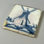 Tegel - 18e-eeuwse Nederlandse Delftse tegel met windmolen –