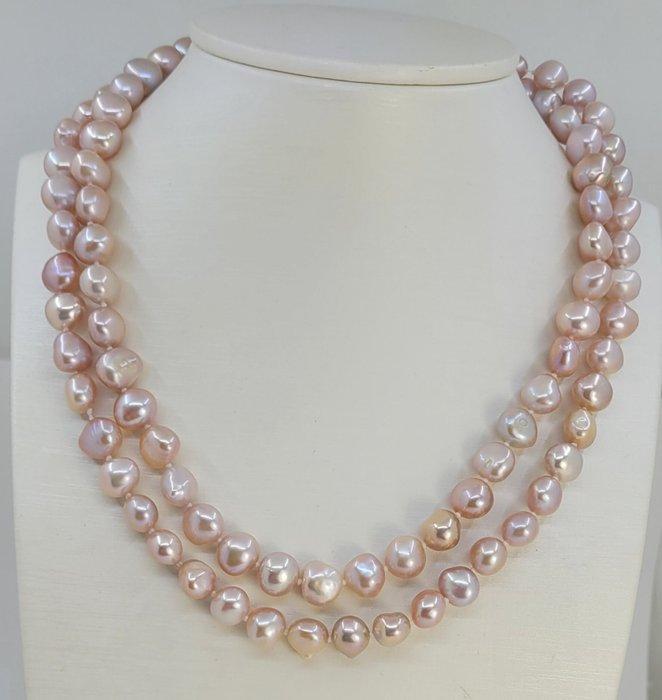 Zonder Minimumprijs - Halsketting 9x11mm roze Edisonparels -, Handtassen en Accessoires, Kettingen