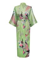 KIMU® Kimono Lichtgroen Satijn L-XL Ochtendjas Yukata Kamerj, Nieuw, Ophalen of Verzenden