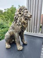 Statue, statue of golden bronze lion - 45 cm - polyresin