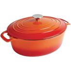 Braadpan ovaal gietijzer oranje 5L | 243x295x110(h)mm Vogue, Verzenden, Nieuw in verpakking
