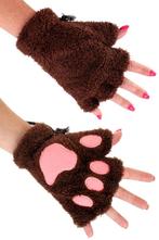 Dierenpoot Vingerloze Handschoenen Donkerbruin Pluche Vinger, Hobby en Vrije tijd, Ophalen of Verzenden, Nieuw