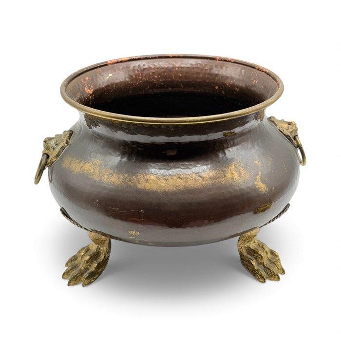Jardinière - Leeuwenkoppen - Koper, Messing, Antiek en Kunst, Curiosa en Brocante