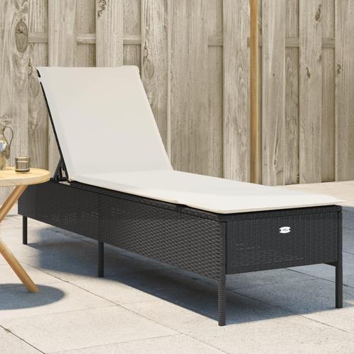 vidaXL Chaise longue avec coussin noir rÃ©sine tressÃ©e, Jardin & Terrasse, Chaises longues, Neuf, Envoi