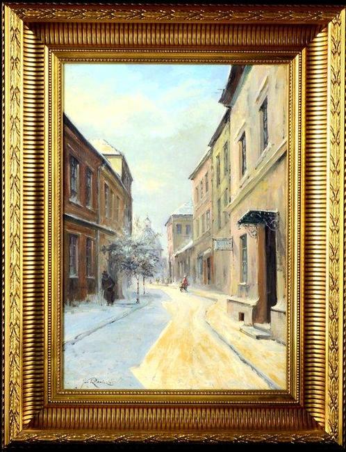 Jan Rawicz (1911-1979) - Warsaws old town in winter, Antiek en Kunst, Kunst | Schilderijen | Klassiek