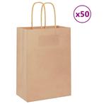 vidaXL Papieren zakken 50 st met hengsels 15x8x21 cm bruin, Diversen, Cadeauverpakkingen, Verzenden, Nieuw