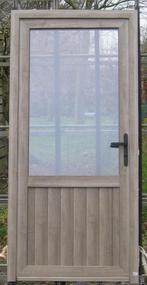pvc buitendeur , achterdeur , deur 100 x 214 grijze eik, Doe-het-zelf en Bouw, 80 tot 100 cm, Ophalen of Verzenden, Glas, 200 tot 215 cm