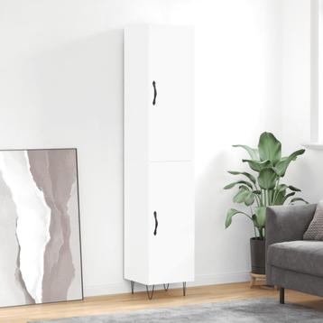 vidaXL Hoge kast 34,5x34x180 cm bewerkt hout wit, Verzenden
