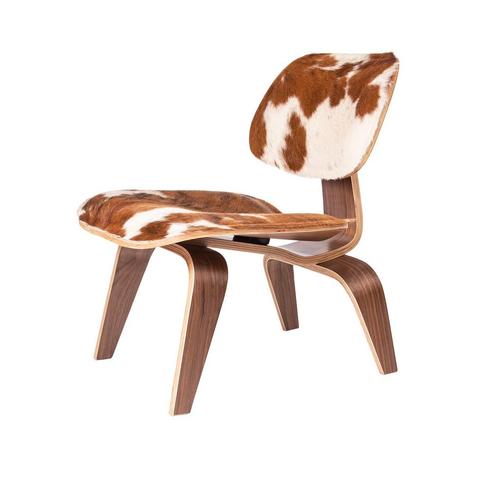 Lounge stoel LCW pony-huid Ponyhuid Bruin, houten frame in, Huis en Inrichting, Fauteuils, Nieuw, Verzenden