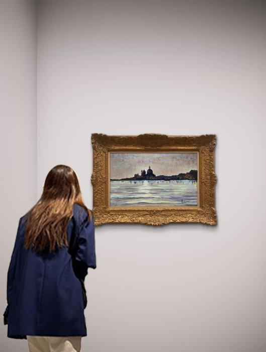 Scuola europea (XX) - Tramonto su Venezia, Antiek en Kunst, Kunst | Schilderijen | Klassiek