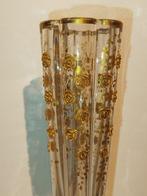 Très grand vase en cristal émaillé à lor de fleurs Art