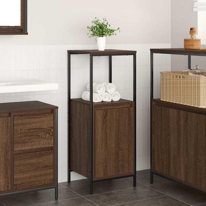 vidaXL Badkamermeubel met planken 36x35x95 cm bruin eiken, Huis en Inrichting, Tafels | Kaptafels, Nieuw, Verzenden