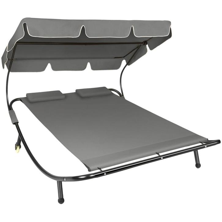 tectake Ligbed voor 2 personen - zwart / grijs, Tuin en Terras, Tuinsets en Loungesets, Verzenden