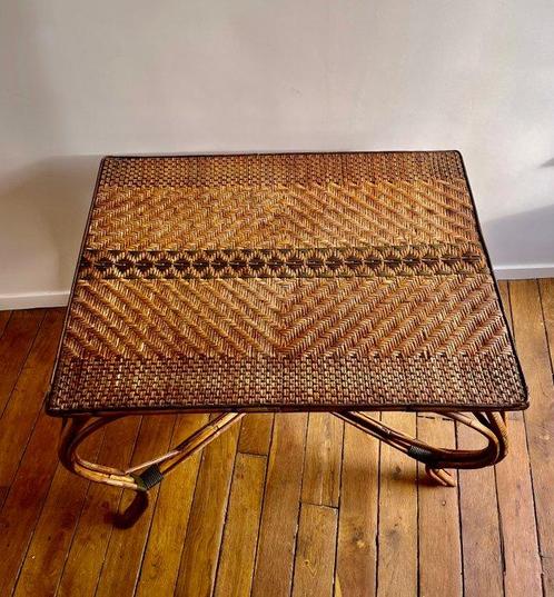 Tafel - Hout - Mand en rieten mand uit de jaren 40, Antiek en Kunst, Curiosa en Brocante
