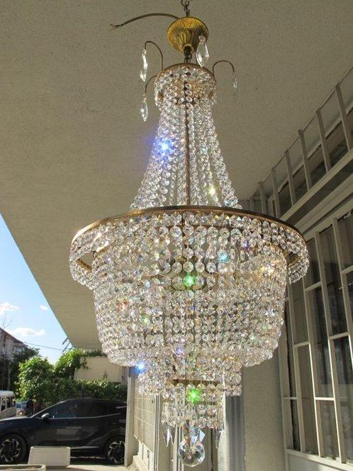 Kroonluchter - Verguld messing - Swarovski Kristal licht, Antiek en Kunst, Antiek | Verlichting