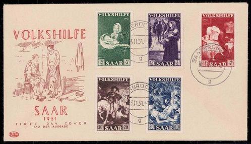 Saarland 1951 - Volkshilfe 1951 op zeldzame eerste dag, Postzegels en Munten, Postzegels | Europa | Duitsland