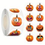 500 Stickers Labels Rol Halloween pompoen rol etiketten, Nieuw