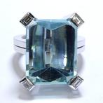 Ring - 18 karaat Witgoud -  28.60ct. tw. Aquamarijn -, Handtassen en Accessoires, Nieuw