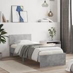 vidaXL Bedframe met hoofdeinde bewerkt hout betongrijs, Huis en Inrichting, Slaapkamer | Bedden, Verzenden, Nieuw