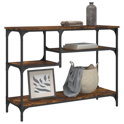 vidaXL Wandtafel met schappen 100x35x75 cm gerookt, Huis en Inrichting, Tafels | Bijzettafels, Nieuw, Verzenden