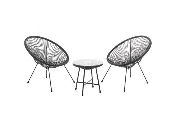 Veiling - Polyrotan Balkonset Ostana - 3-delig - Zwart, Tuin en Terras, Tuinsets en Loungesets